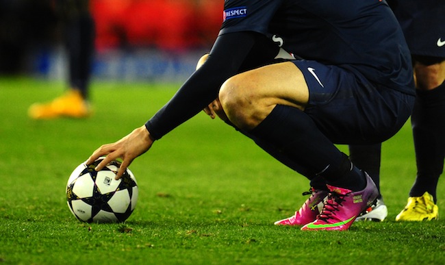 Player hand on UEFA ball